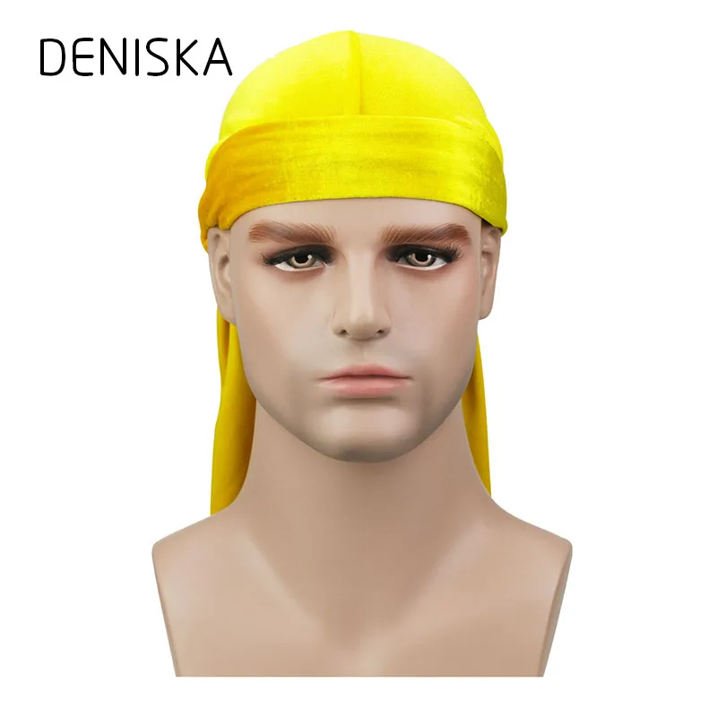 Дениска Для мужчин бархат Durags Бандана тюрбан шляпа парики ДУ Durag Байкер Головные