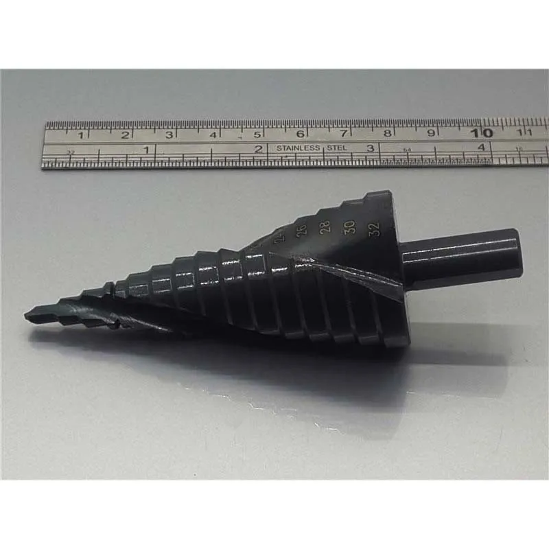 

4-32MM Titanium Nitride Coated HSS Triangular Handle Groove Step Cone Drill Hole