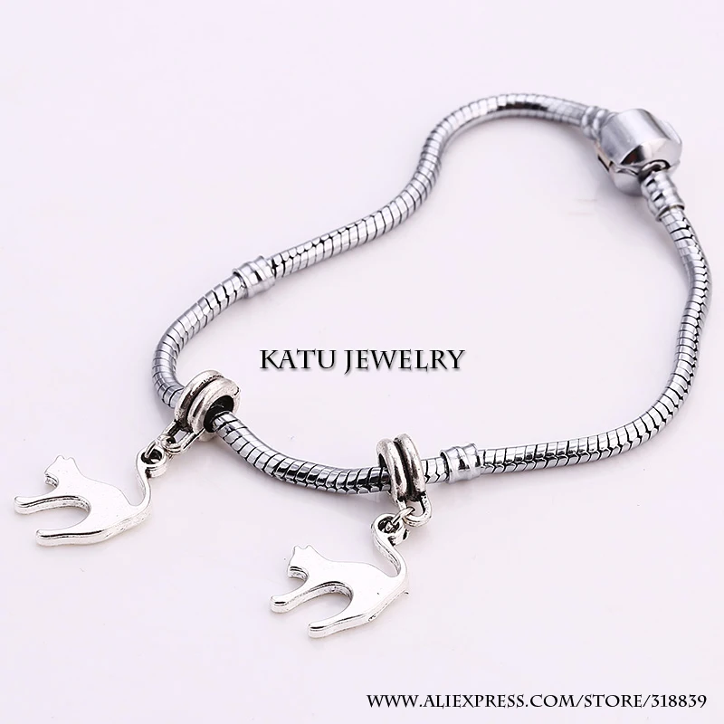 Тибетские серебряные металлические животные бусины кошка Fit Pandora амулеты DIY