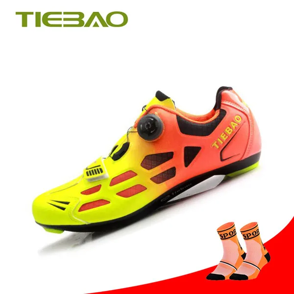 Socks with 1259A O Tiebao, обувь для шоссейного велосипеда, sapatilha ciclismo,, профессиональная обувь для шоссейного велосипеда, самоблокирующиеся SPD-SL, велосипедные кроссовки - Цвет: Socks with 1259A O
