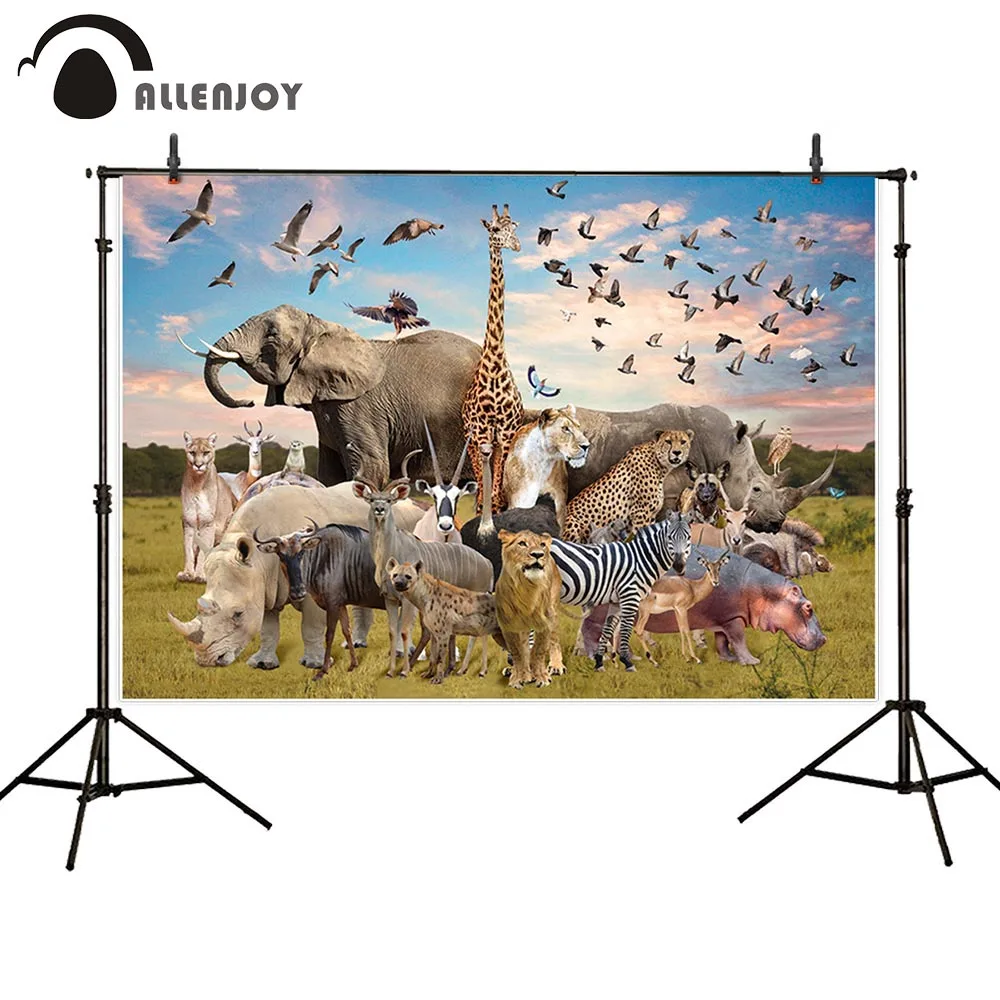 Allenjoy фон Фотофон дикие животные зоопарк сафари Природный слон лев Король Дети