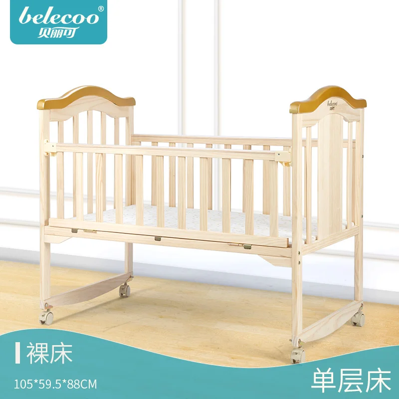 Belleco кроватка детская BB кровать колыбель кровать многофункциональная детская кровать для новорожденного сшитая кровать из цельного дерева многофункциональная переменная парта - Цвет: A