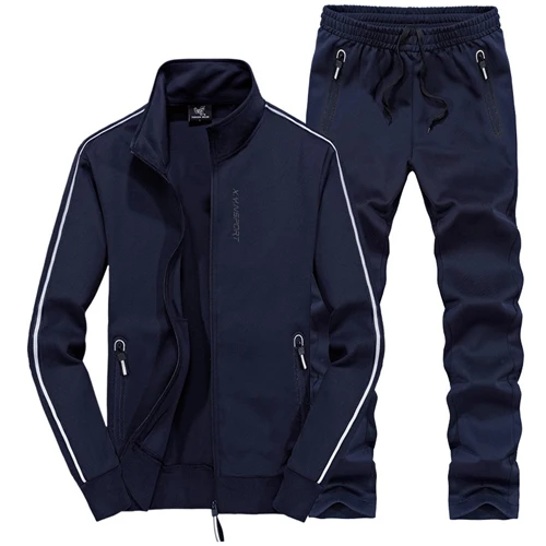 dark blue XIYOUNIAO размера плюс L~ 7XL8XL Спортивная одежда для мужчин осень зима набор мужской s спортивный костюм Толстовка толстовки+ брюки для мужчин повседневные спортивные костюмы - Цвет: dark blue