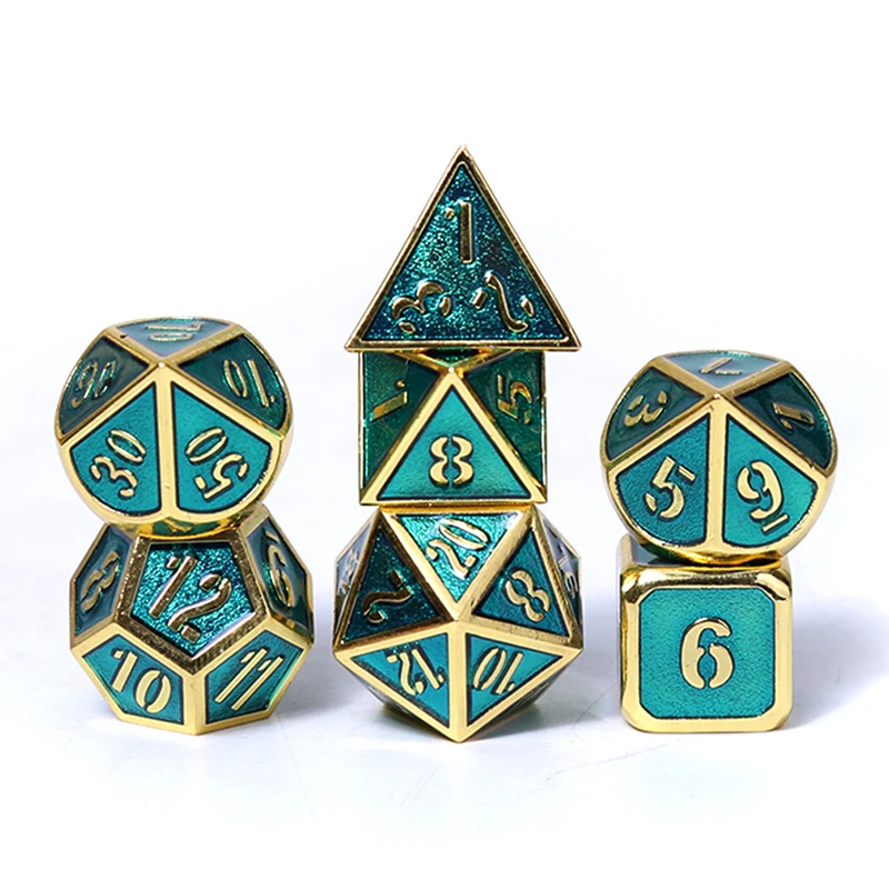 Chengshuo игральные кости DND Металл РГП набор многогранных Подземелья и Драконы d20 10 8 12 настольная игра цинковый сплав Серебристые цифровые кубики узор