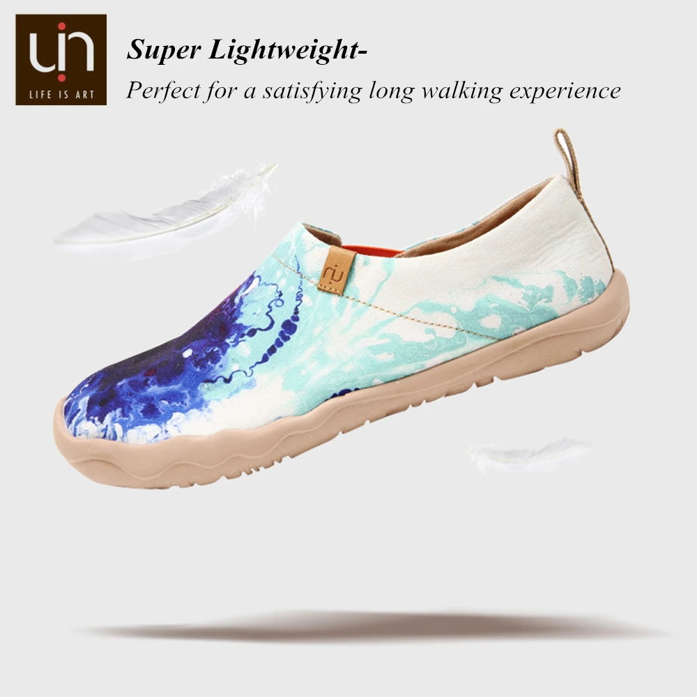 UIN Mottled dream Design Painted Men Canvas Shoe Trendy Slip-on Casual Loafers Travel Male Flats | Обувь