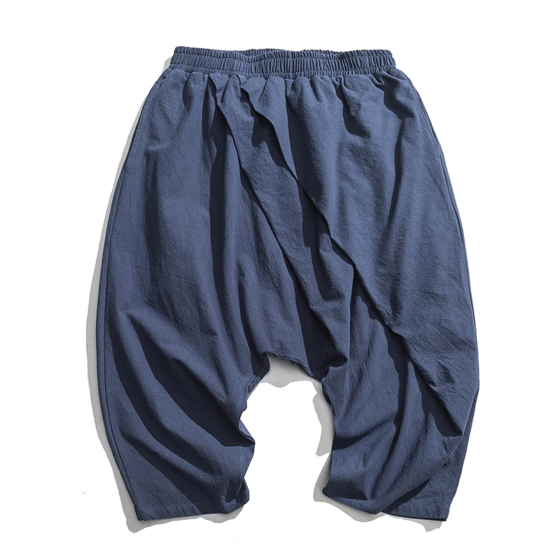 Men Low Crotch Cross Pants Fashion Casual Kimono Pant Male Loose Elastic Waist Wide Leg Trousers Streetwear Hip Hop Harem |