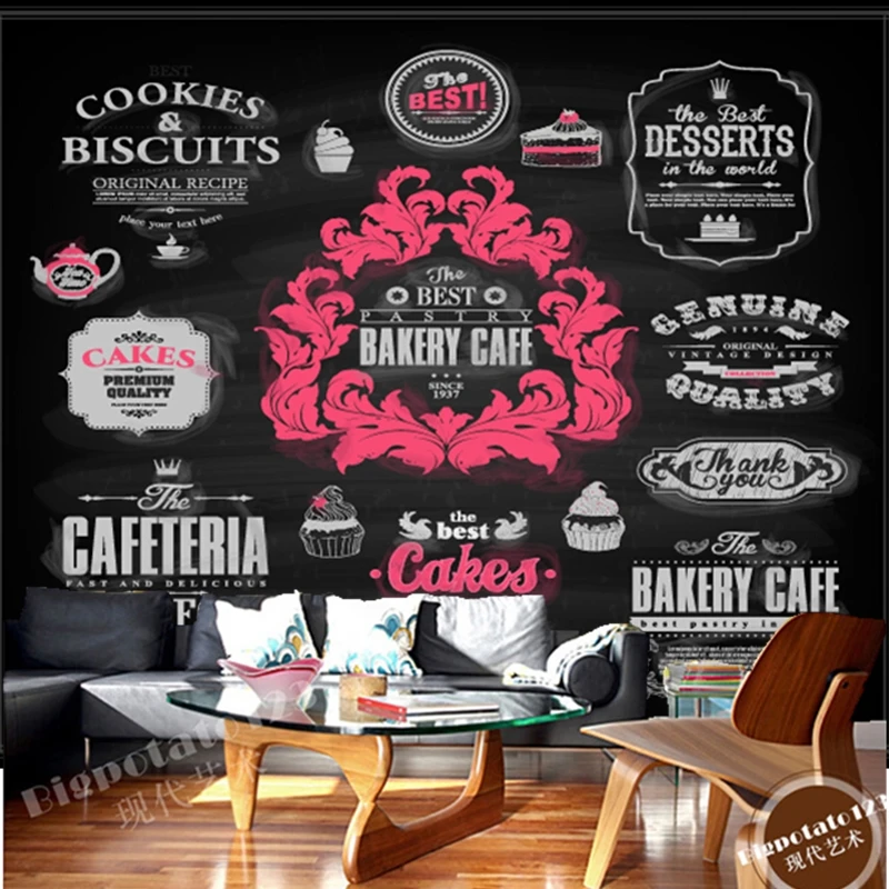 3D современные обои на заказ европейские рисунки иконы еды для ресторана кафе