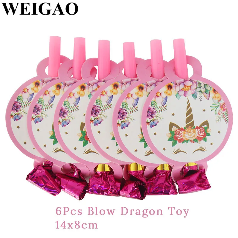 blow dragon toy WEIGAO Единорог День Рождения украшения дети мультфильм лошадь одноразовые наборы посуды 1-й бумажный стаканчик для дней рождения/шляпа/салфетки сувениры - Цвет: blow dragon toy