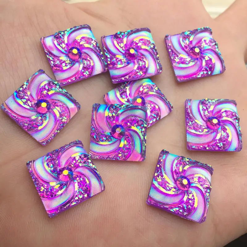 Блестящие DIY 80 шт квадратные и вихревые цветы из смолы Стразы плоские сзади