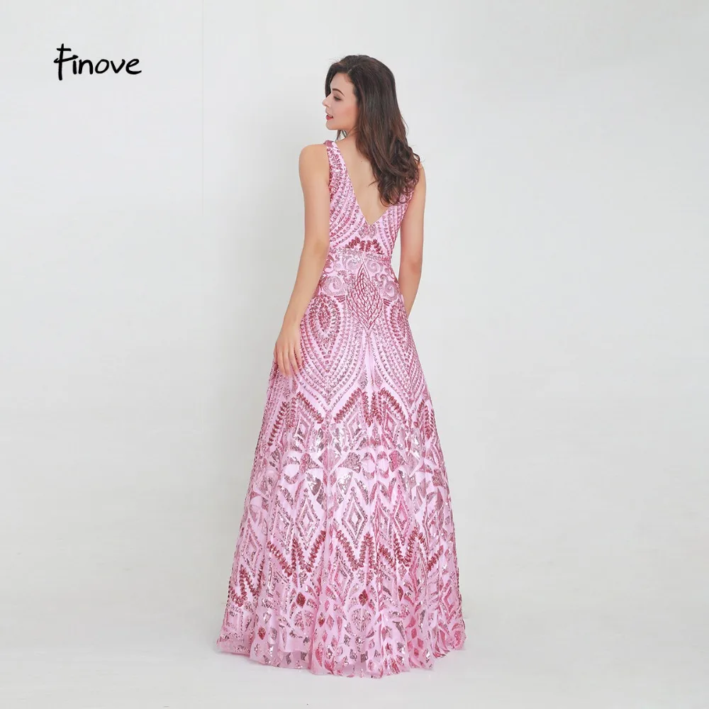 Finove платье для выпускного вечера 2020 Fushia Длинные Новые блестящие пайетки