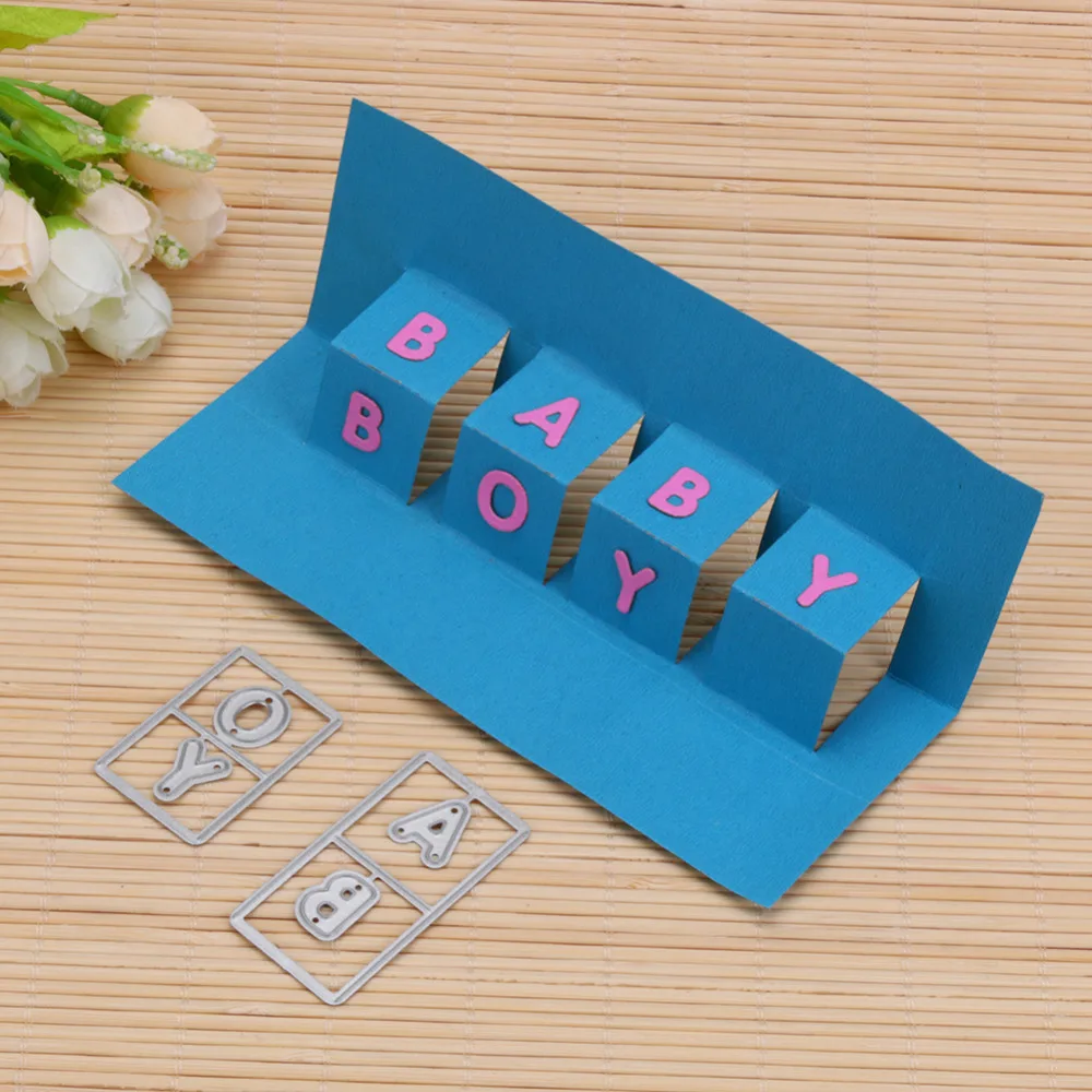 

New Letters Baby Boy Pop Up Cards Metal Cutting Dies for DIY Scrapbooking Photo Album Decorative Embossing DIY Paper Card Craft