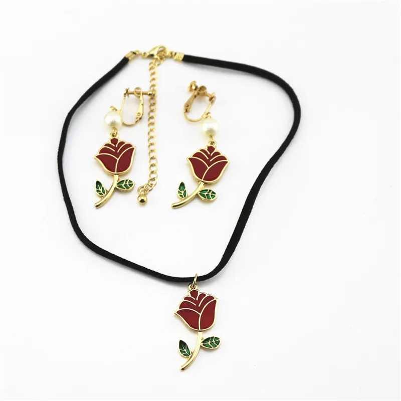 2019 модные простые женские серьги с красными розами и морщинами|women earrings|women fashion