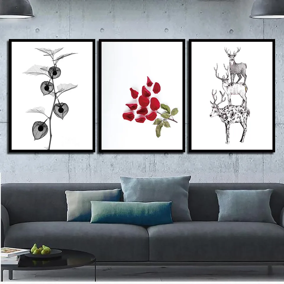 

Space Wall Art HD Home Decor Painting Lovely Animal Deer Flower Nordic Style Canvas Prints Poster Modern Picture For Living Room