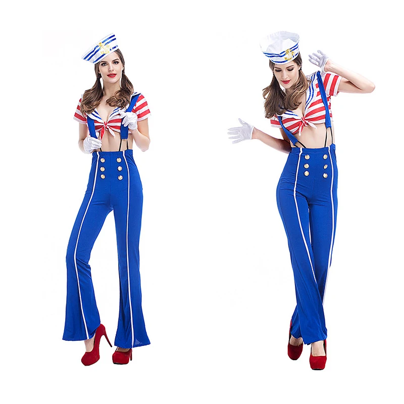 Для женщин сексуальный костюм моряка Halloween Party темно-Для Косплэй сценический шоу