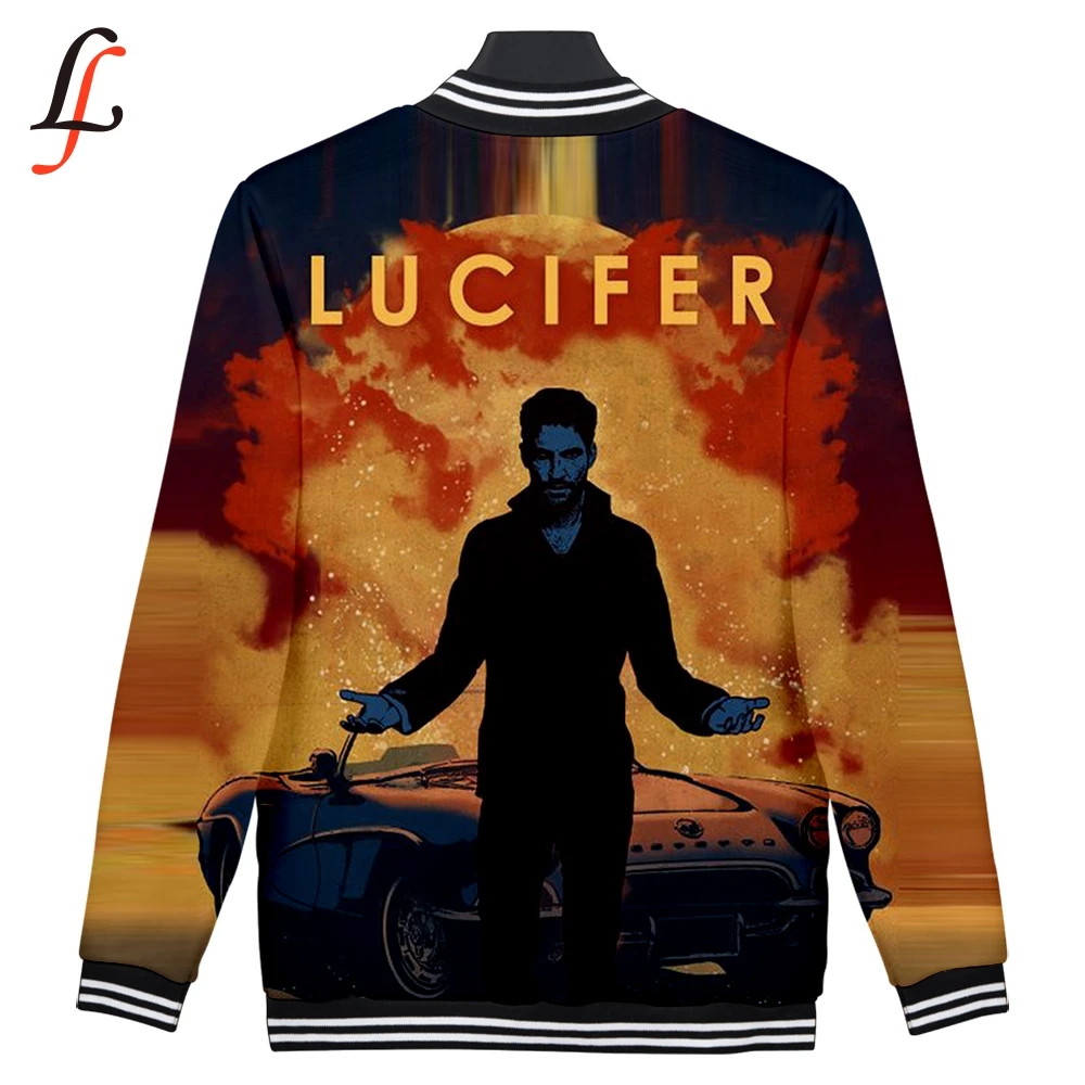 Женская/мужская бейсбольная куртка с 3D принтом Lucifer Повседневная Уличная длинным