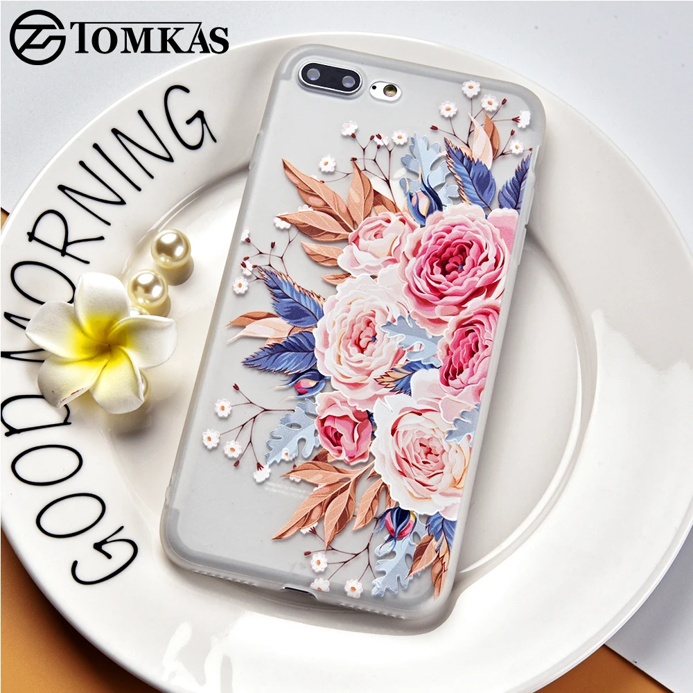 Tomkas милый узорчатый чехол для iPhone 7 8 Plus X роскошный красивый цветок СИЛИКОН ТПУ 6 S