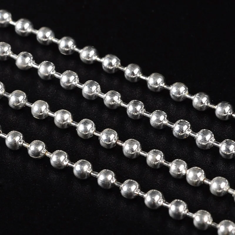 Silver Pandahall 100 м/Шариковые цепочки с катушкой для самодельных ювелирных аксессуаров изготовление браслета ожерелья Размер: 2 мм в диаметре - Цвет: Silver