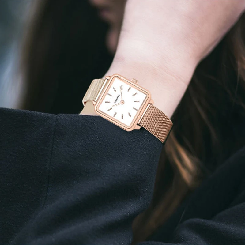 Женские ультратонкие часы из нержавеющей стали сетчатые кварцевые наручные