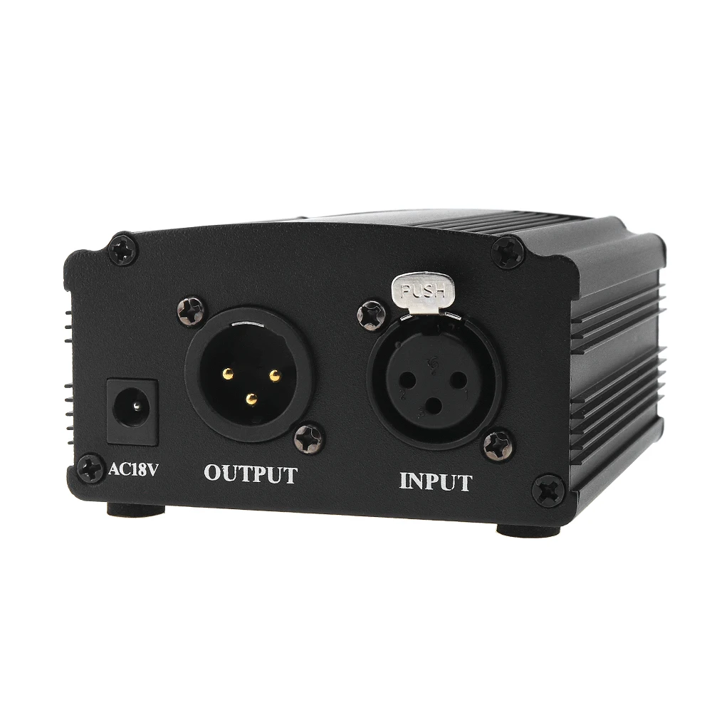 Фантомный источник питания 48 В 1-канальный с одним аудиокабелем XLR и адаптером AC220V