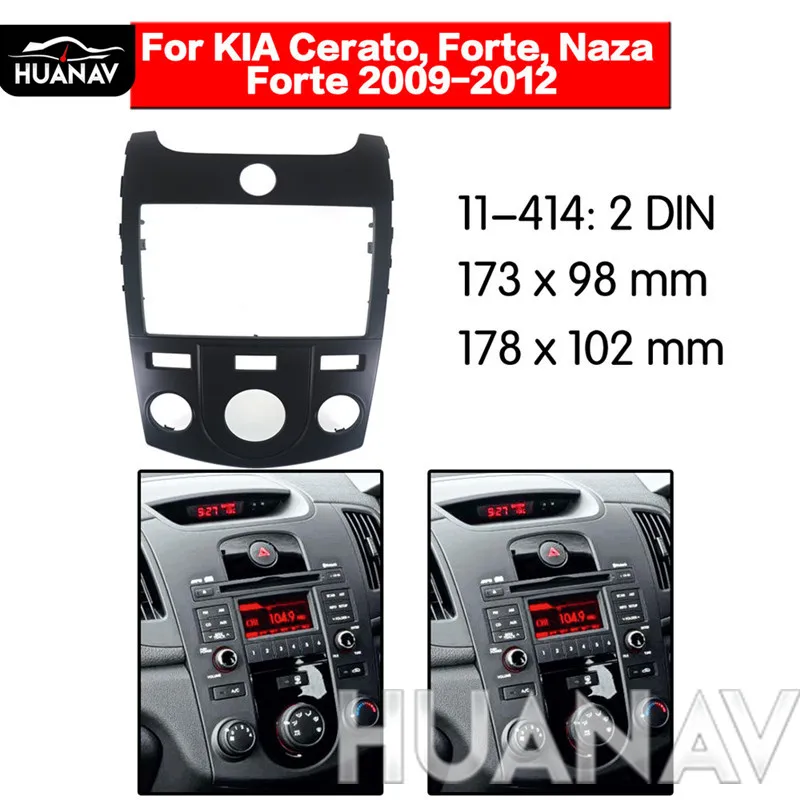 

HUANAV Car Radio stereo Fitting installation adapter fascia For 2009-2012 KIA FORTE (Black Manual AC) Radio frame Audio Fascias