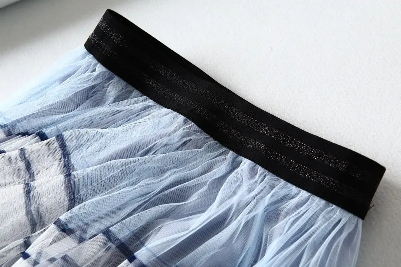 Женская сетчатая плиссированная повседневная юбка средней длины с высокой