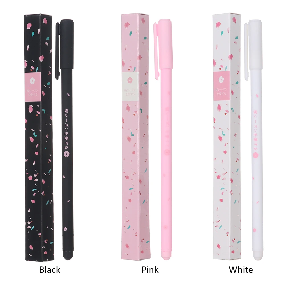 Романтическая гелевая ручка белая черная розовая с Сакурой черные чернила