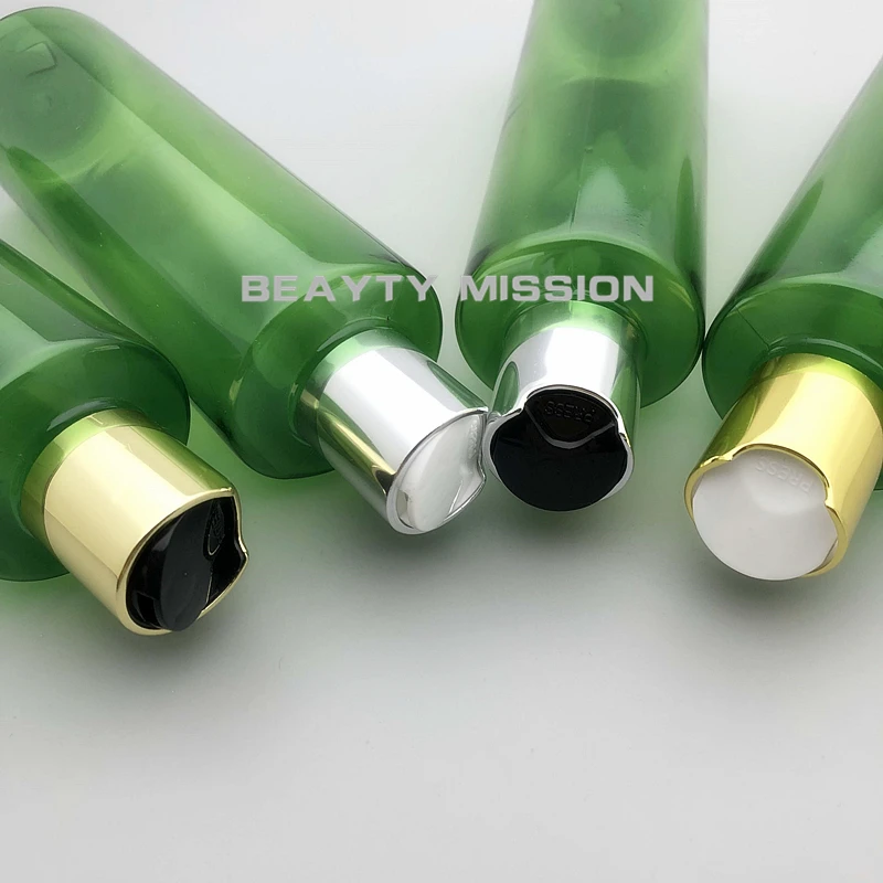 Пустая зеленая пластиковая бутылка для шампуня BEAUTY MISSION 250 мл 24 шт./лот с