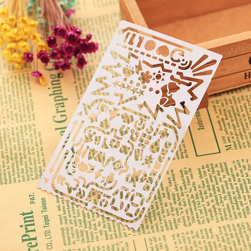 Винтажная портативная нержавеющая сталь Канцелярия трафареты полая линейка