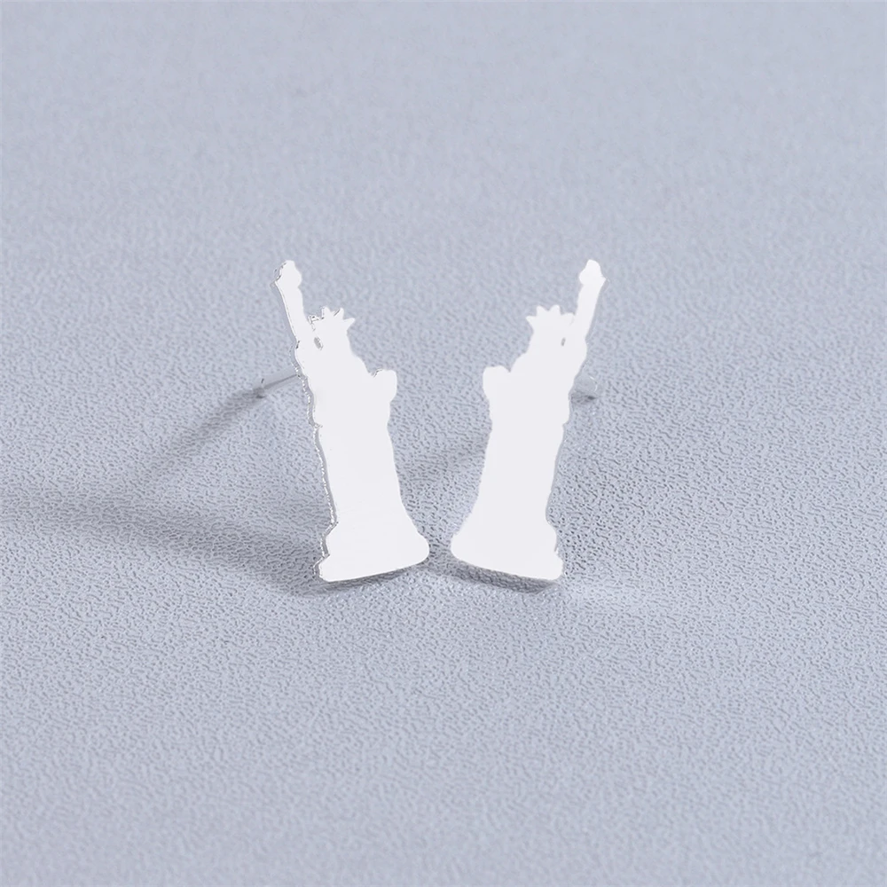 Новейшая Статуя Свободы серьги гвоздики для женщин 3 цвета нержавеющая сталь