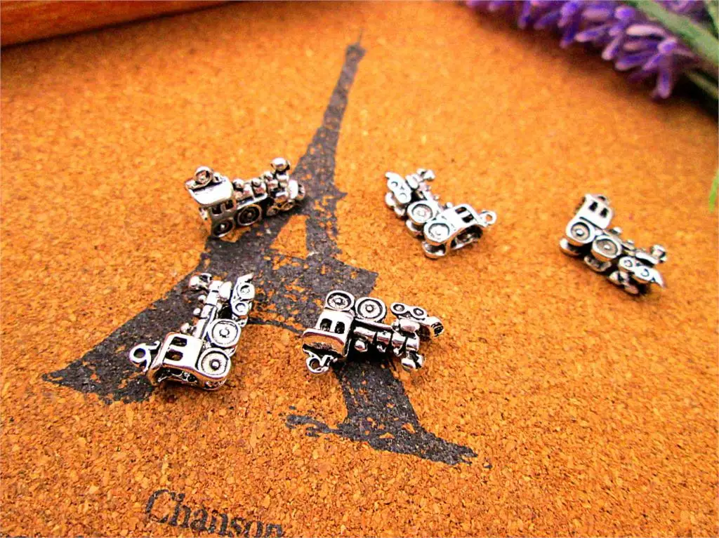 20 штук-поезд, древнее тибетское серебро маленький поезд Подвески Подвеска 20x11x5 мм