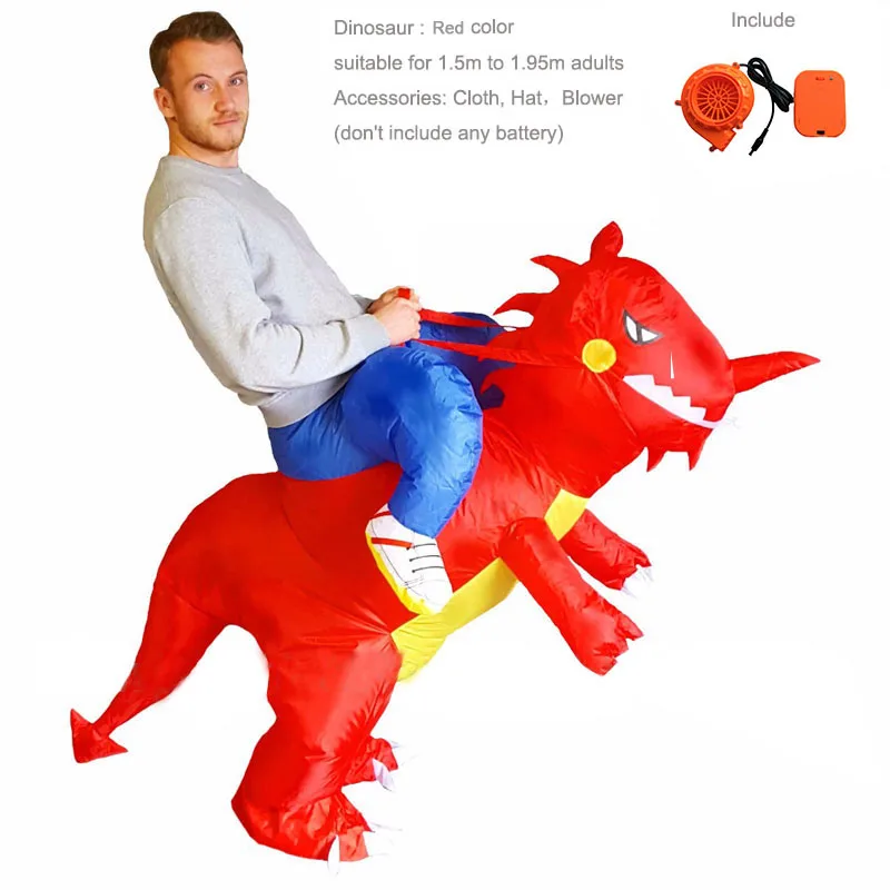 Adult Red Dino Детский надувной костюм Бэтмена, динозавр, лошадь, единорог, Пикачу, костюм на Хэллоуин для взрослых, аниме, маскарад, косплей, вечерние платья из фильмов - Цвет: Adult Red Dino