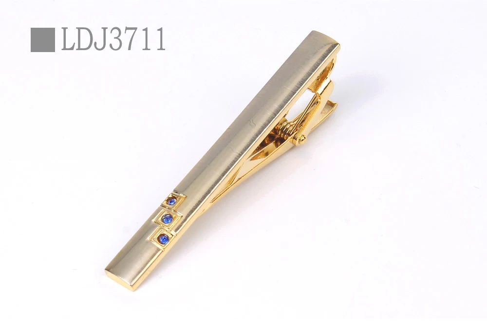 LDJ3711 Новые Зажимы для галстука, мужские металлические галстуки, Хрустальные платья, рубашки, булавка для галстука для свадебной церемонии, металлические Золотые зажимы для галстука, мужские аксессуары - Metal color: LDJ3711