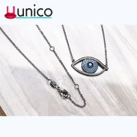 unico europe trendy eye blue cz pendant necklace women chain ladies clavicle zircon glue