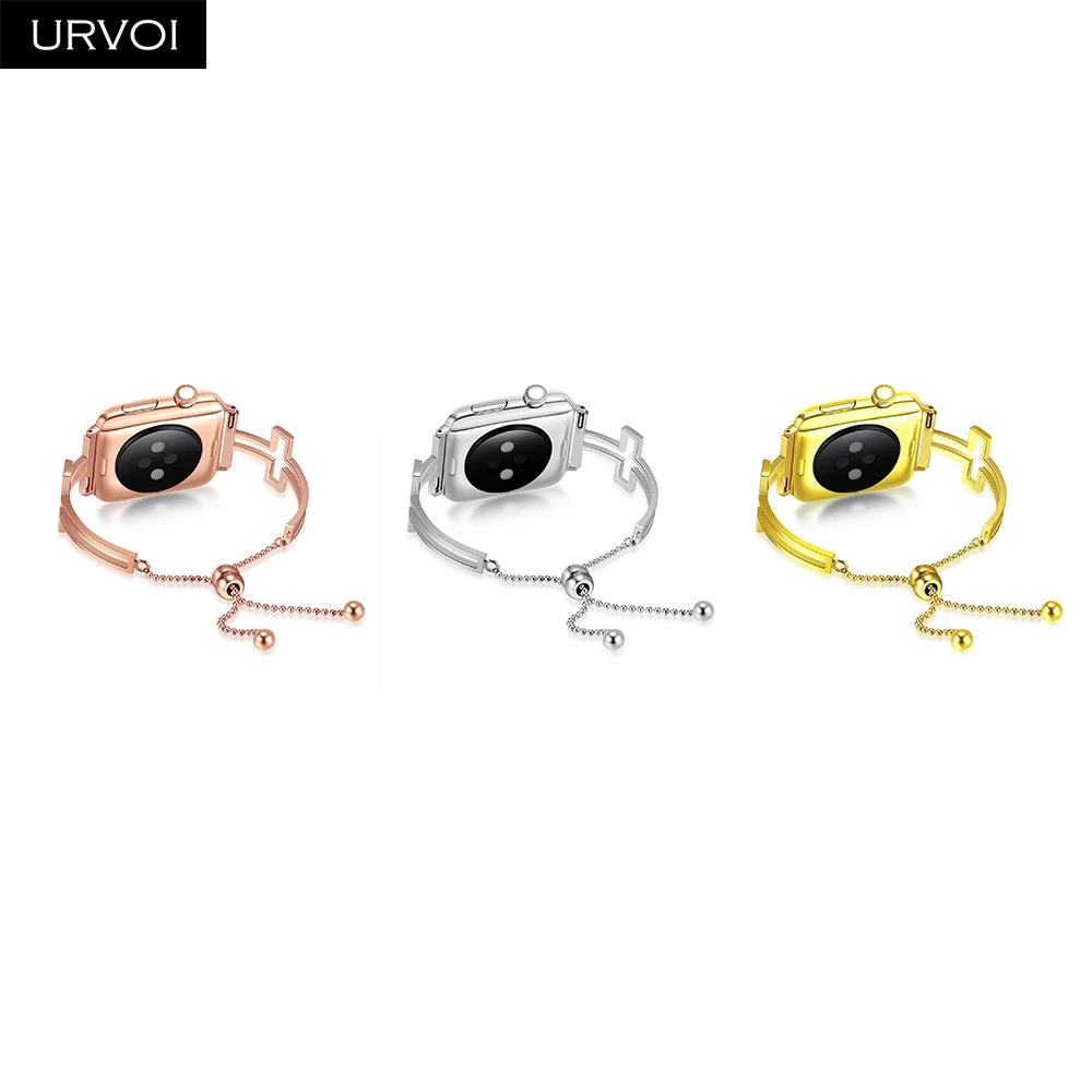 URVOI ремешок для Apple Watch манжета девушка модный браслет из нержавеющей стали для iWatch серии 5 4 3 2 1 крестообразная цепочка