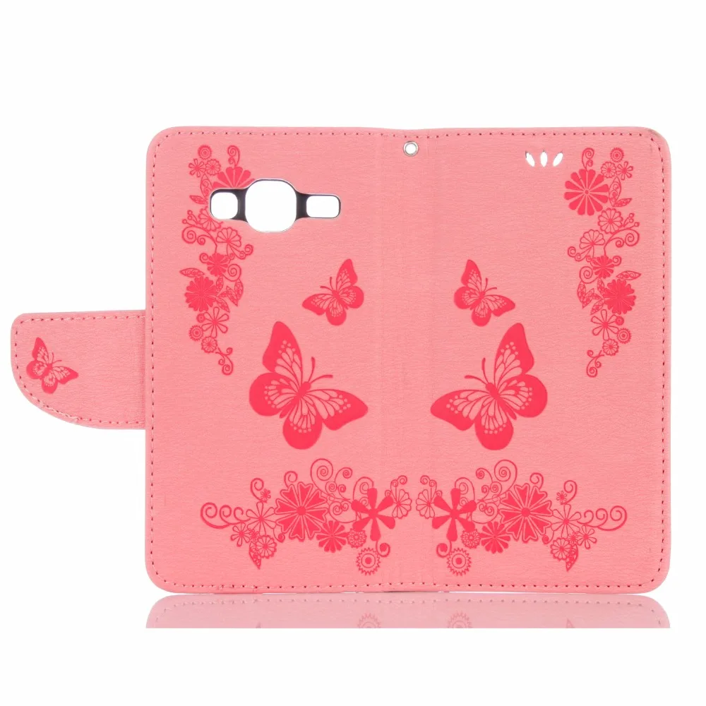 Ретро Печать Бабочка Бумажник Флип кожаный чехол держатель карты ремешок Стенд