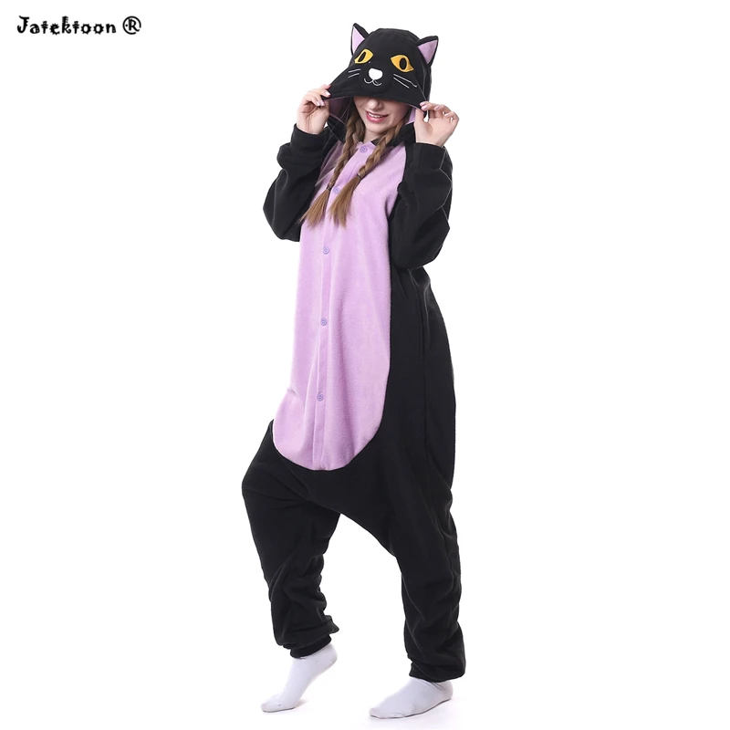 Горячая новинка 2017 года сплошные пижамы кигуруми для взрослых жуткий Черный кот
