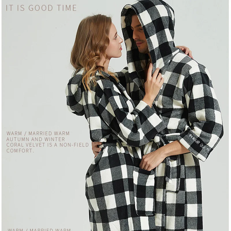 2019 Зима Британский Стиль фланель решетки для мужчин халат толстые теплые пара