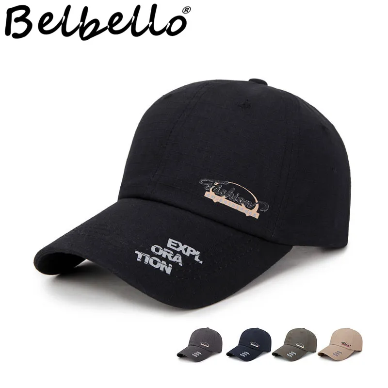 Belbello New style Spring summer Men's baseball cap women fashionable outdoor leisure sun hat Pure Cotton Lattices Peaked cap