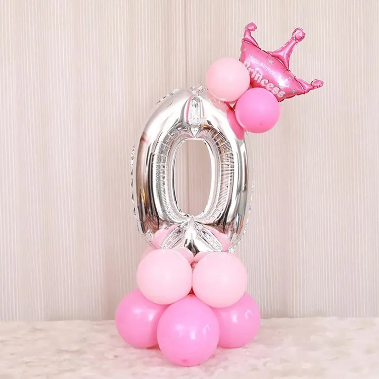 Silver pink 0 LAPHIL 17 шт. золотые серебряные воздушные шары из фольги в виде цифр Единорог шары с днем рождения шар День Рождения украшения Дети латекс балон - Цвет: Silver pink 0