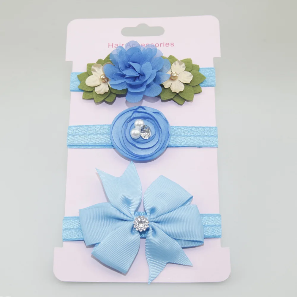 3Pcs Kids Elastic flower headband Headbands Hair Girls baby Bowknot Hairband girl accessories set photography | Детская одежда и