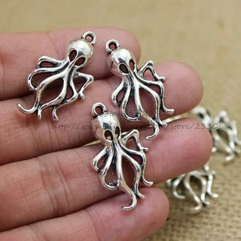 

50pcs/lot 17*30mm Antique color Charm Pendants Octopus