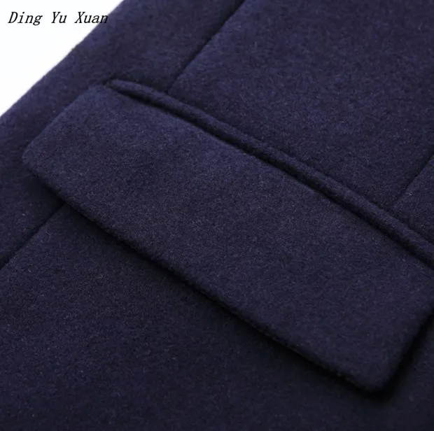 Men Casual Long Wool Trench Coat Slim Fit Padded Jacket Mens Winter Warm Quilted Parka Homme Black Navy Blue Grey Burgundy 4XL
