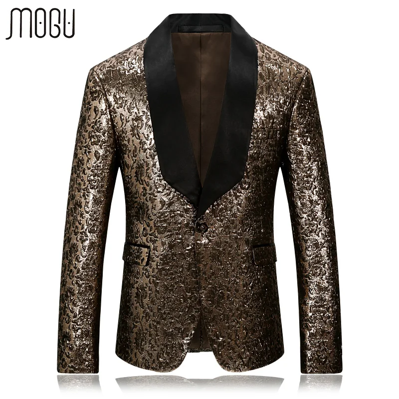 Мужской Блейзер MOGU с золотым принтом новинка 2017 Модный женский облегающий
