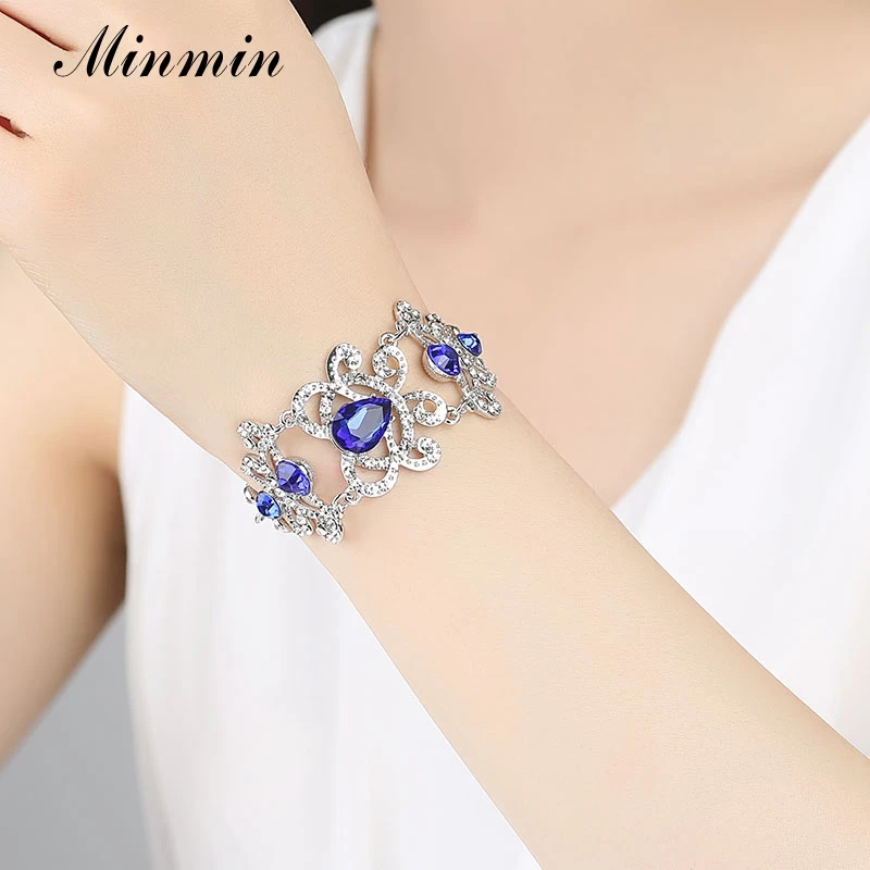 Minmin роскошный каплевидный синий/Золотой/Серебряный Цвет Кристалл