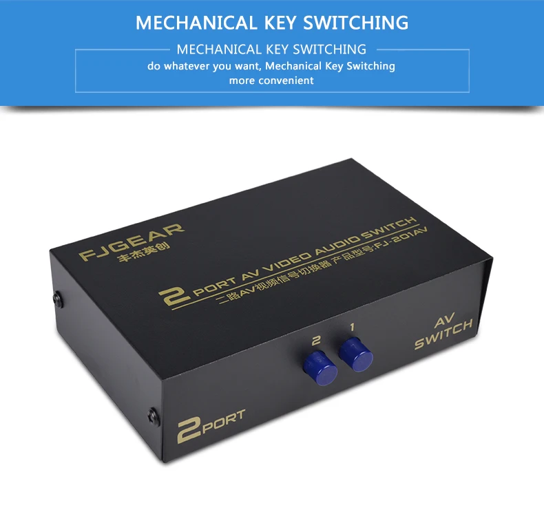 AV Переключатель коробка 2 в 1 выход AV аудио видео сигнал композитный для HDTV lcd DVD 3 RCA коммутатор 2 в 1 селектор не сплит