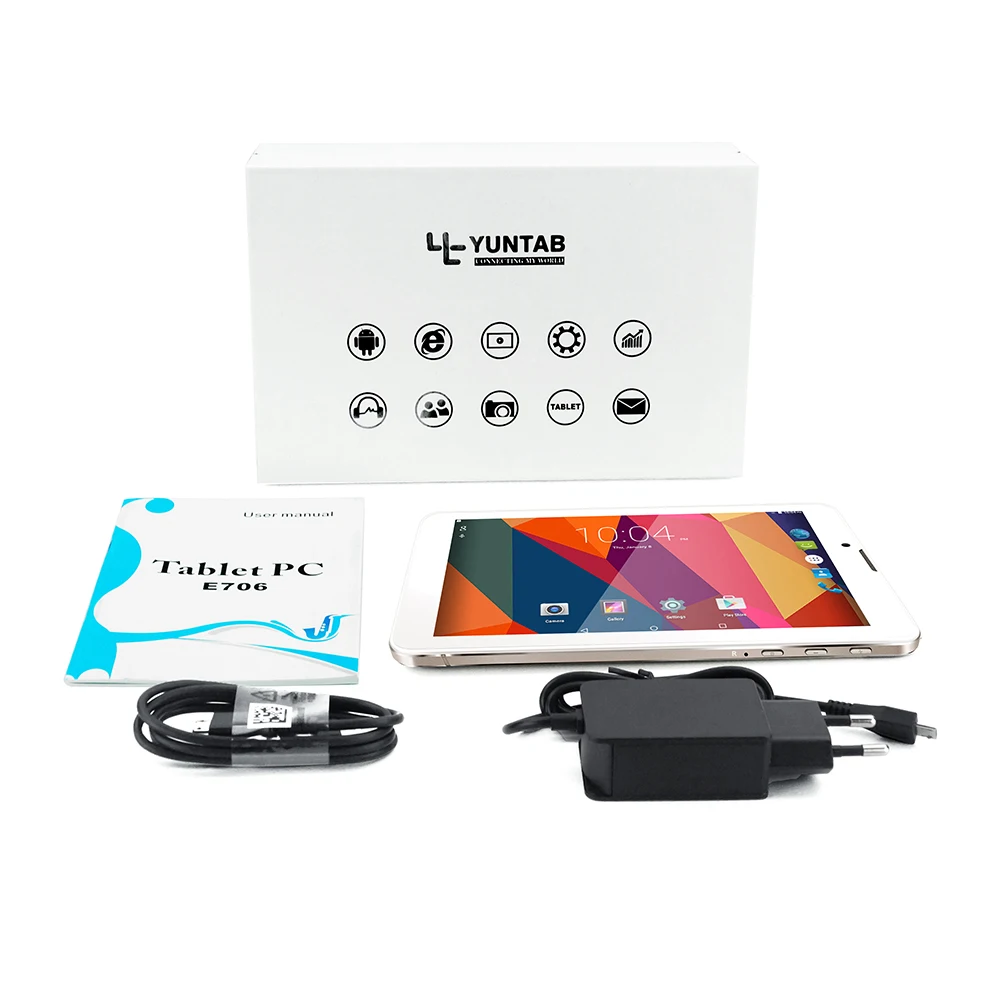YUNTAB 7 дюймов E706 сплав планшетный ПК четырехъядерный сенсорный экран 1024x600 Google Android 5,1 двойная камера Поддержка sim-карты(золотой цвет