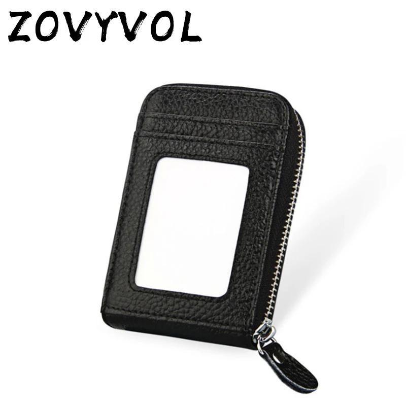 

ZOVYVOL Men's Wallet Leather Credit Card Holder RFID Blocking Zipper Pocket New wallet for credit cards