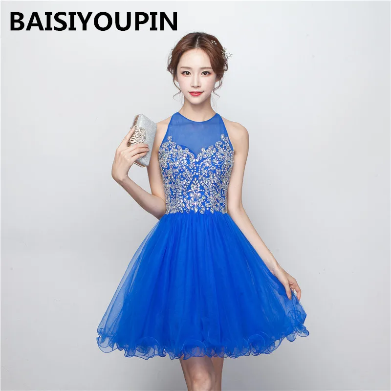 Красивые платья для подростков Vestido De 15 Anos Curto синие короткие платья для выпускного вечера недорогие Выпускные платья
