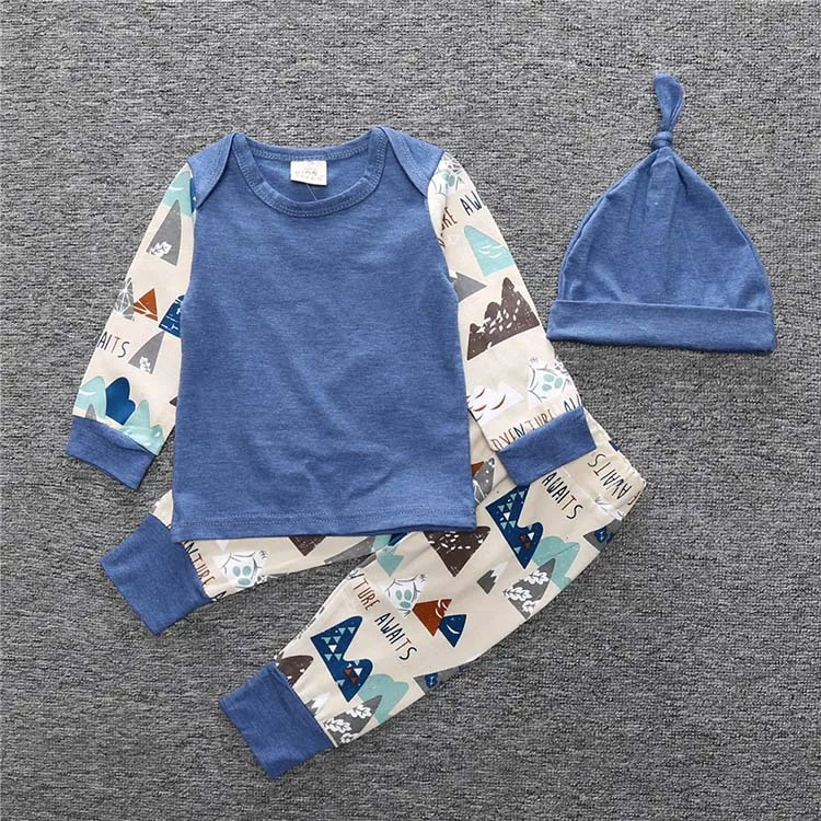 2017Spring and Autumn New INS Baby Set Children's Three-piece Long-sleeved T-shirt + Trousers Hat Free Shipping |