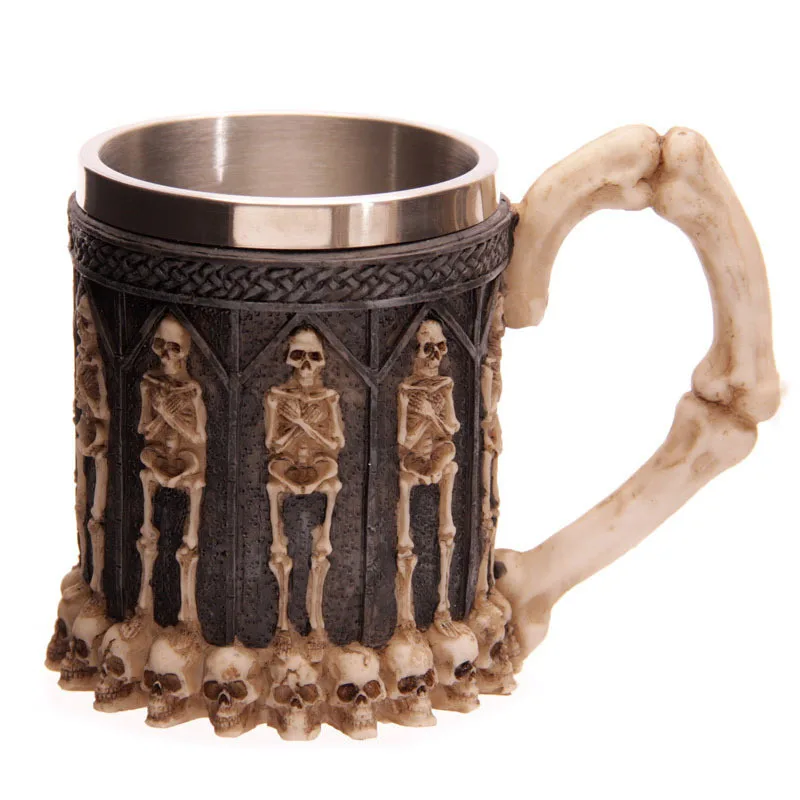 Новинка 2017 креативная емкость из нержавеющей стали с 3D черепом и позвоночником